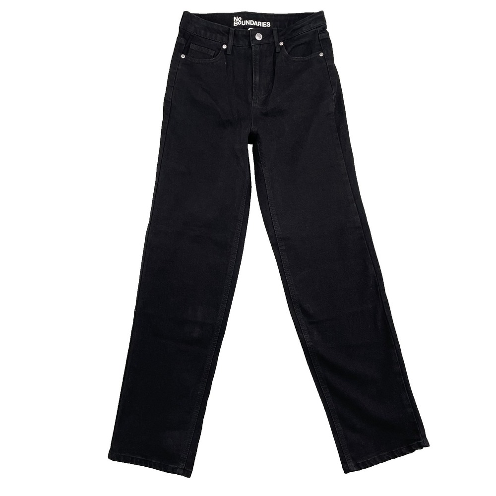 No Boundaries Jeans Women's 2 Black Straight Classic 90's Academia Grunge Basics